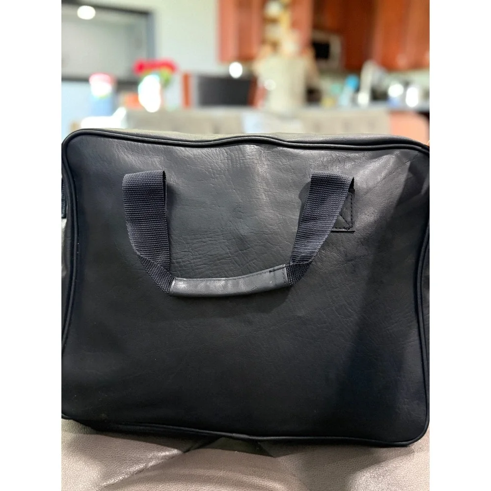 Fahrenheit Black Faux‎ Leather Laptop Briefcase Business Travel Bag Organizer